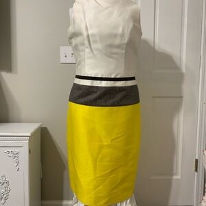 NWT Vintage Carolina Herrera Elegant Yellow and Gray Colorblock Dress Size 10